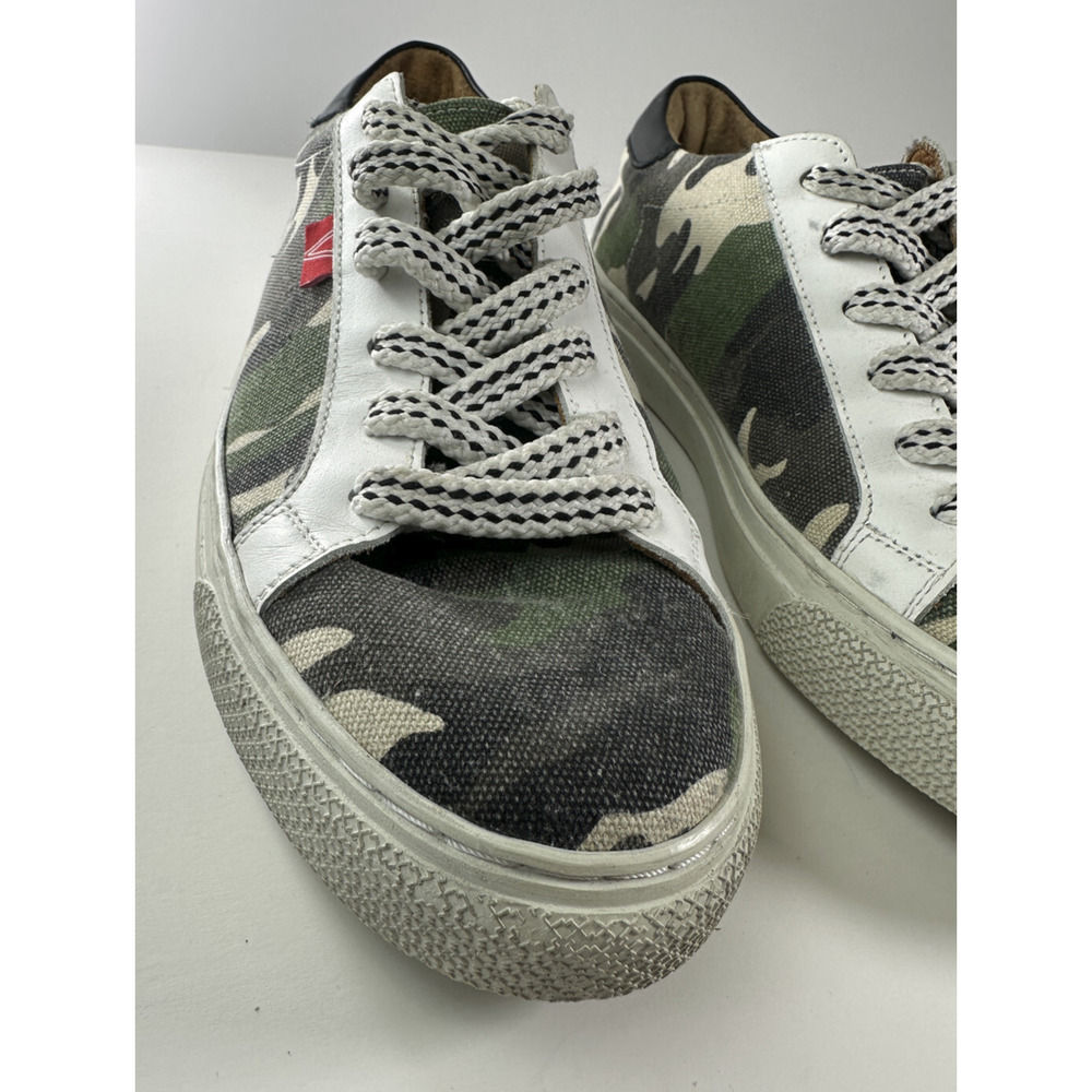 Veronica Beard Sami Camo Canvas Lace-up Sneakers Leather Lining Shoes 39 US 8.5 - Picture 4 of 16